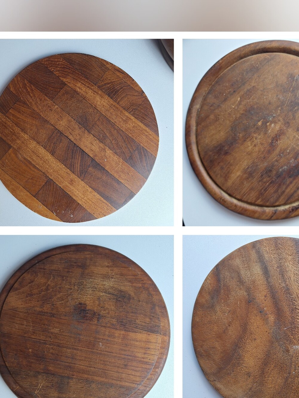 4 Vintage Wooden Cheese Bread Boards